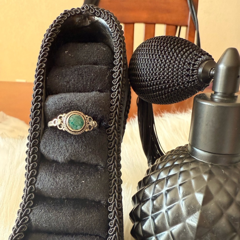 C25 Natural GreenOnyx Stone Ring in a 92.5% Silver Setting
